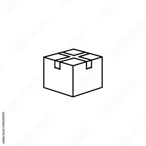 Minimalist outline illustration of a wrapped cardboard parcel box