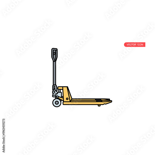 Yellow manual pallet jack illustration for warehouse and logistics use