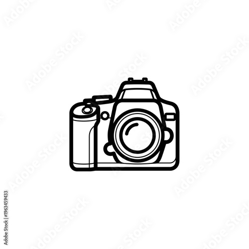 Professional dslr digital camera line art icon
