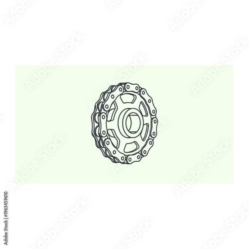 Automotive wheel rim detailed line art vector graphic