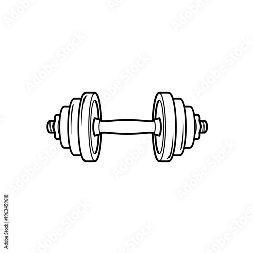 Dumbbell illustration line art for fitness and weight training icon