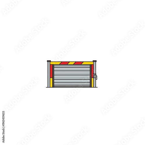 Safety roller shutter door icon for warehouse and industrial security