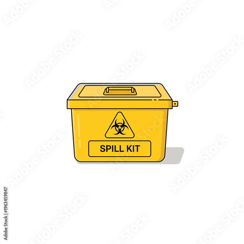 Yellow hazardous material spill kit storage bin vector