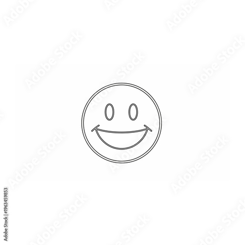Black and white hand-drawn smiley face icon