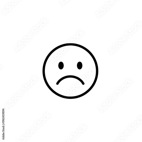 Sad face icon simple line art graphic