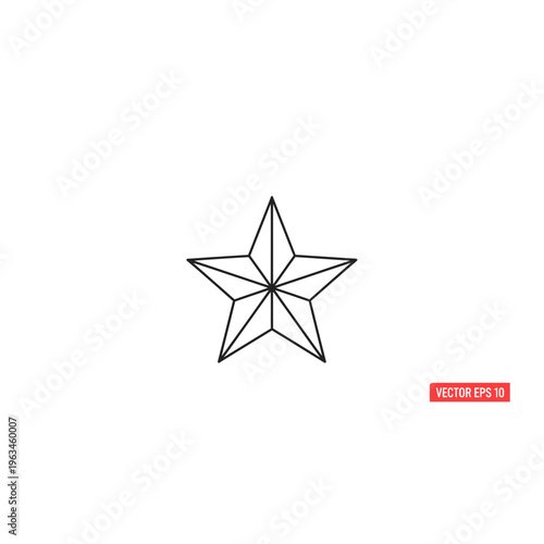 Simple five point star icon outline shape graphic with five pointed