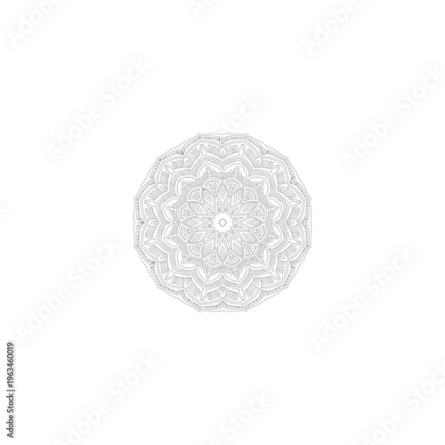 Intricate white geometric floral mandala isolated graphic