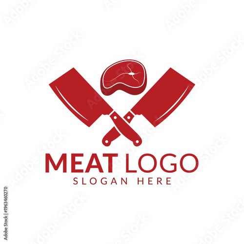 Modern Minimal Meat Logo Template for Butcher Shop and Restaurant Branding