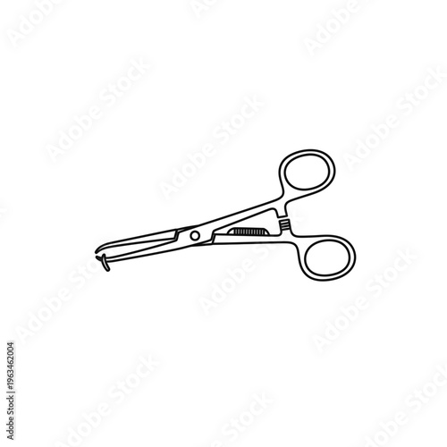 Surgical clamp medical tool line drawing vector