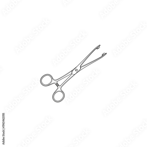 Surgical forceps instrument, medical tool illustration