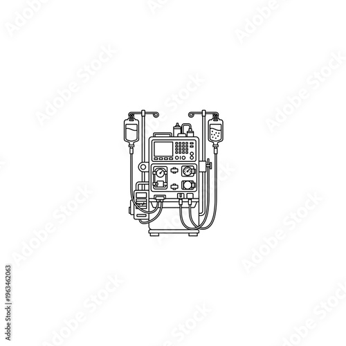 Medical infusion pump machine with drip bags and tubing