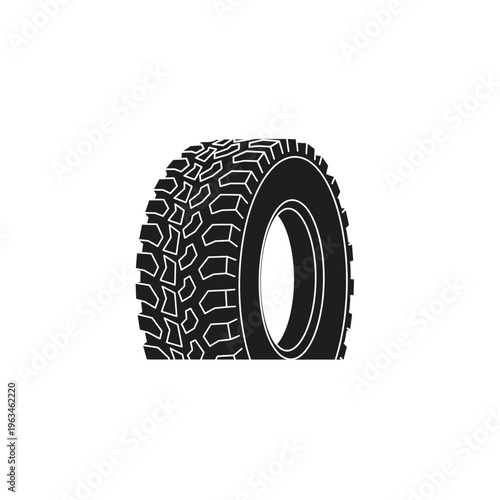 Off-road tire tread pattern icon, black silhouette graphic