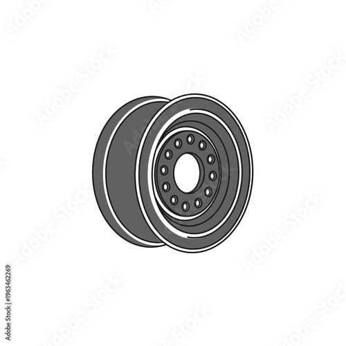 Classic steel car wheel rim isolated vector illustration for automotive