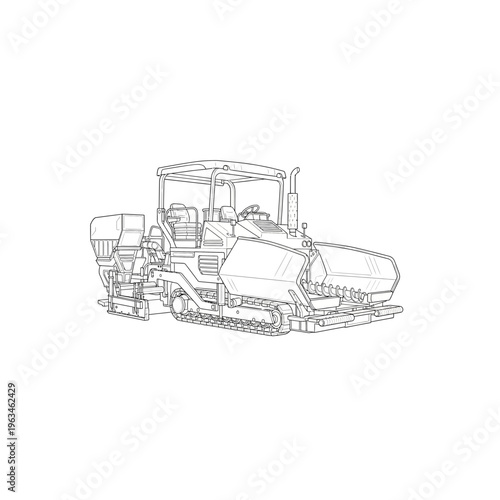 Heavy tracked bulldozer outline illustration for earthmoving operations