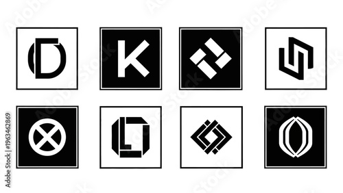 black and white geometric logos set