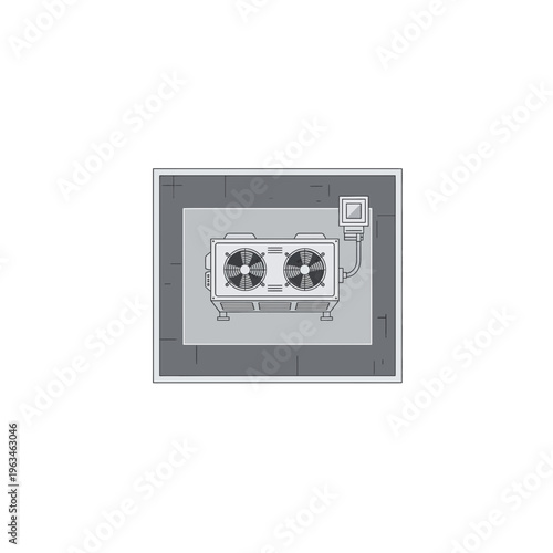 Top down view industrial ventilation cooling fan system