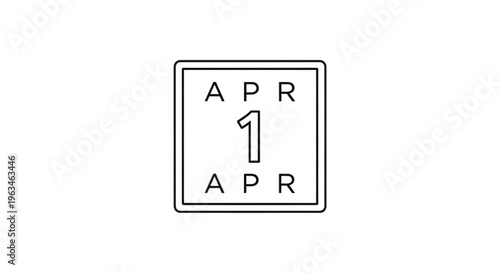 Minimalist April 1st calendar date icon line illustration isolated on white background.