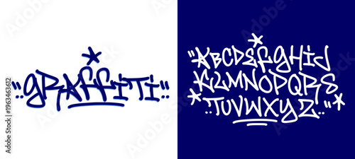 Complete Graffiti Tag Alphabet Collection A-Z in White Handstyle Typography on Dark Background for Edgy Street Art and Apparel Design