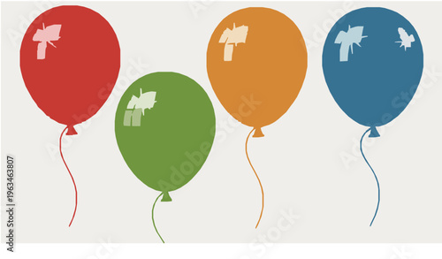 Realistic Colorful Balloons Red Orange Green Blue Party Vector Illustration