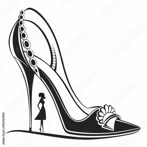 High Heel Shoe, Stiletto, Black, Fashion Illustration, Luxury Footwear, Women's Accessories