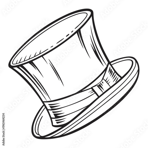 Top hat, vintage hat, black and white, illustration, fashion accessory, headwear