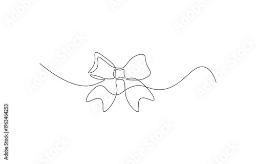Continuous one line drawing of a decorative ribbon bow