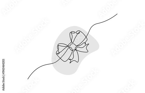 Continuous one line drawing of a decorative ribbon bow