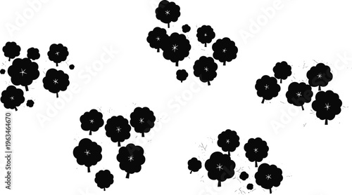 Top view trees set silhouette vector illustration with forest canopy elements for landscape design maps and architectural site planning