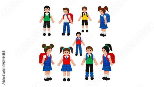 Back to School: Children, ready for an academic adventure, stand with backpacks. They look ready to take on the world of learning. 