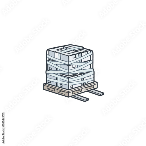 Forklift pallet with wrapped cargo boxes