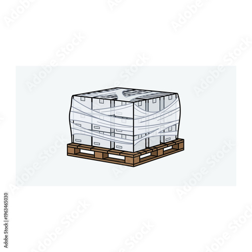 Wrapped pallet cargo load on wooden skids