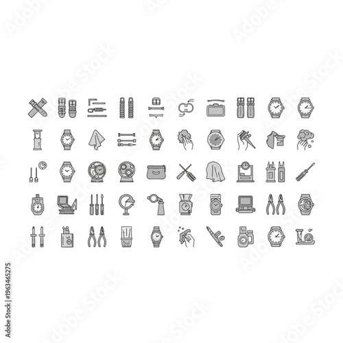 Collection of smartwatch and wearable technology icons