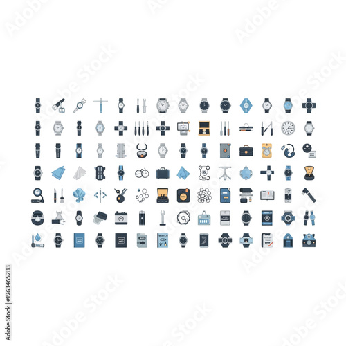 Set of colorful smartwatch and fitness tracker icons