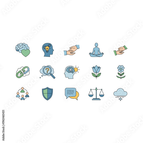 Wellness and mental health icon collection