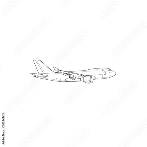 Simple line art illustration of a commercial airplane