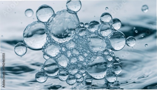 Light Blue Translucent Bubbles Forming an Atomic Network Gigapixel Standard v2 4x