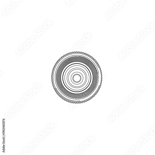 Camera lens front view optical glass element drawing