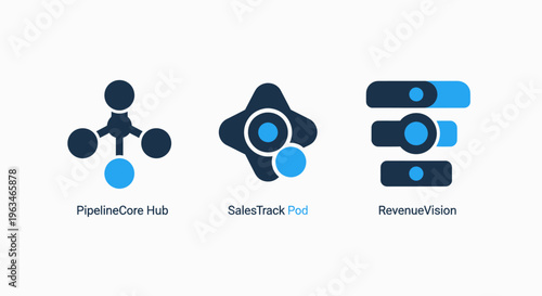 Business process and workflow automation icons featuring pipeline hub, selection hot, and recruitment flow for human resources and organizational management software interfaces in flat vector style