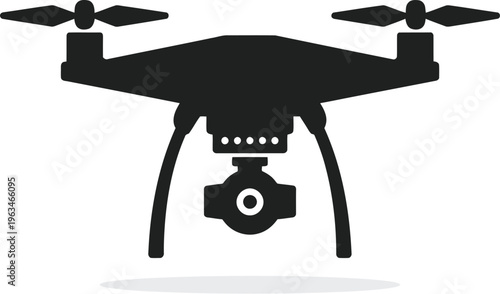 Quadcopter drone with camera mounted on its underside for aerial photography or surveillance Vector, illustration
