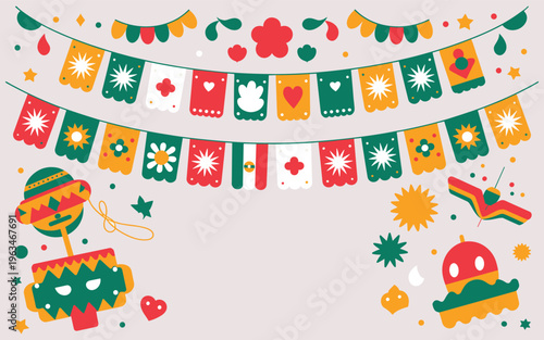 Mexican Fiesta Decorations: Papel Picado Banners Maracas and Festive Elements