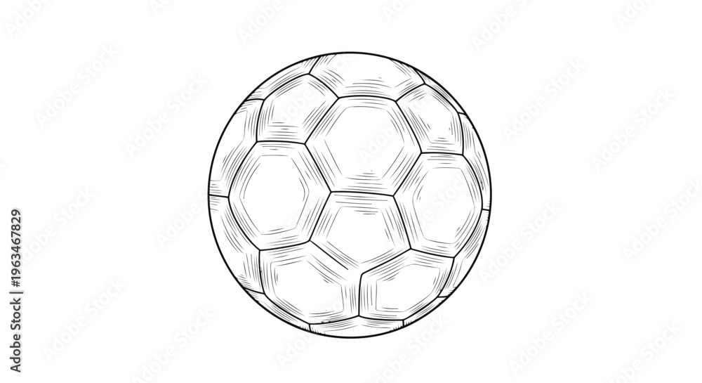 Naklejka premium Sketch of a Soccer Ball Keywords: soccer ball, football, sketch, drawing, sport, game, ball
