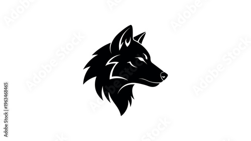 Black wolf head profile silhouette animal