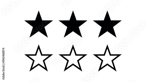 Three filled black stars and three outline stars