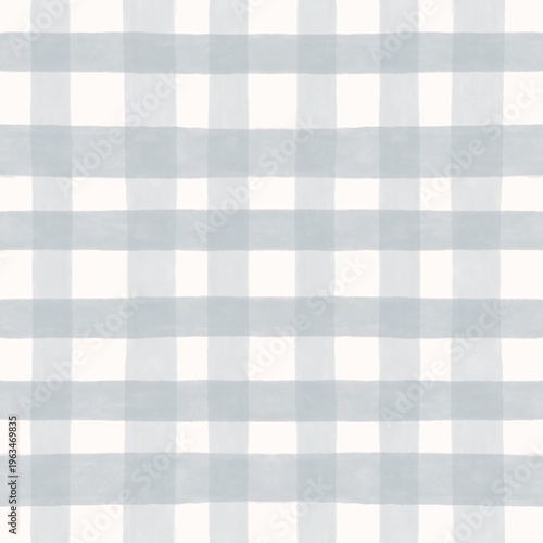 Soft Blue Gingham Seamless Pattern Hand Painted Checkered Background