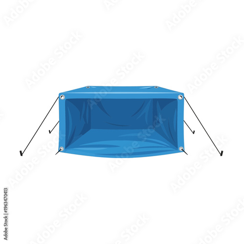Blue canopy shelter with stakes for outdoor events and camping