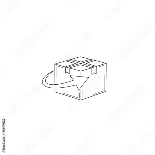 Rotation or turning around icon for package delivery or product handling