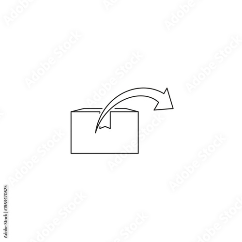 Unboxing or opening package icon for e-commerce and logistics