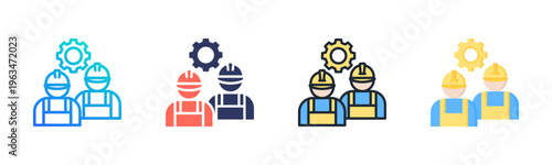 Labour Union Icon Set Vector Collection Isolated In Black And White