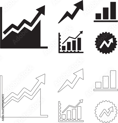 Financial growth concept. Ascending graph with upward arrow representing progress and business expansion..eps