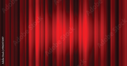 Red Curtain background. Abstract red gradient background featuring flowing curtain textures and rich satin fabric ideal for elegant studio backdrops. Vector illustration.